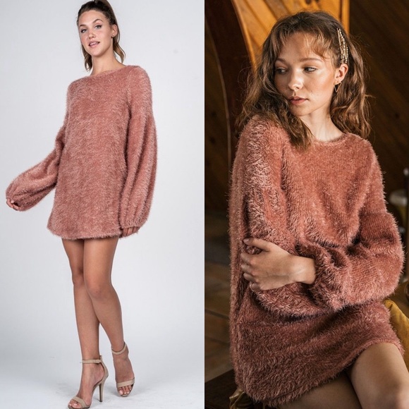 🎄CYBER SALE🎄 Killing Me Softly Faux Angora Sweater Dress - Picture 4 of 7